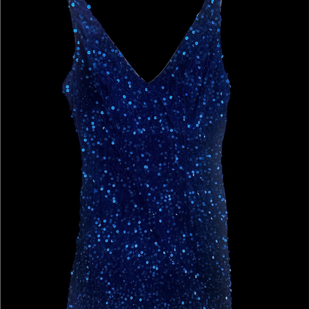 Elegant Blue Sequin Mini Dress